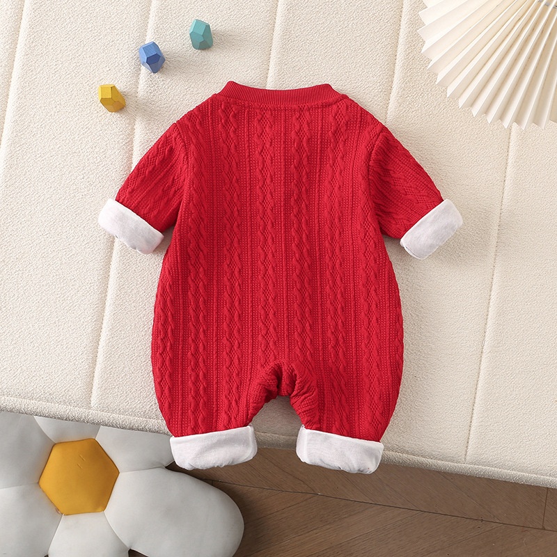 Baby Dog Print Sweater Double Layer Romper