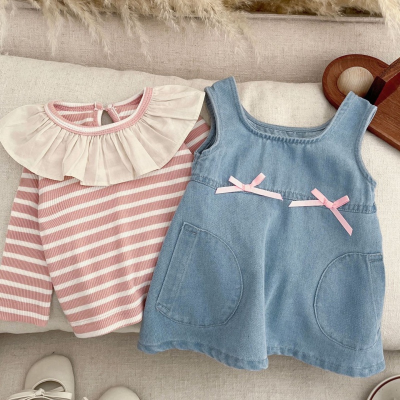 Baby Bow Denim Vest Dress