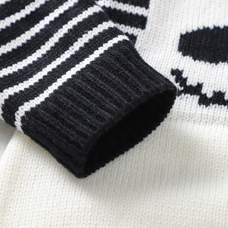 Baby Halloween Skull Print Striped Color Block Romper