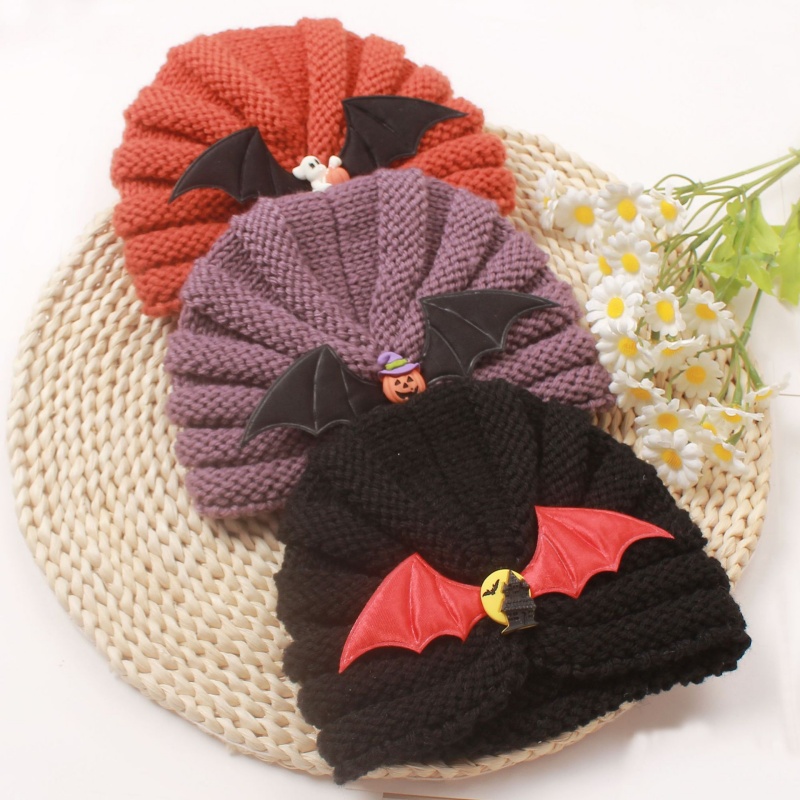 Baby Halloween Pumpkin Bat Knitted Hat