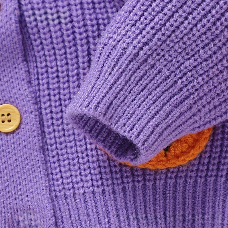 Baby Halloween 3D Pumpkin Knitted Cardigan