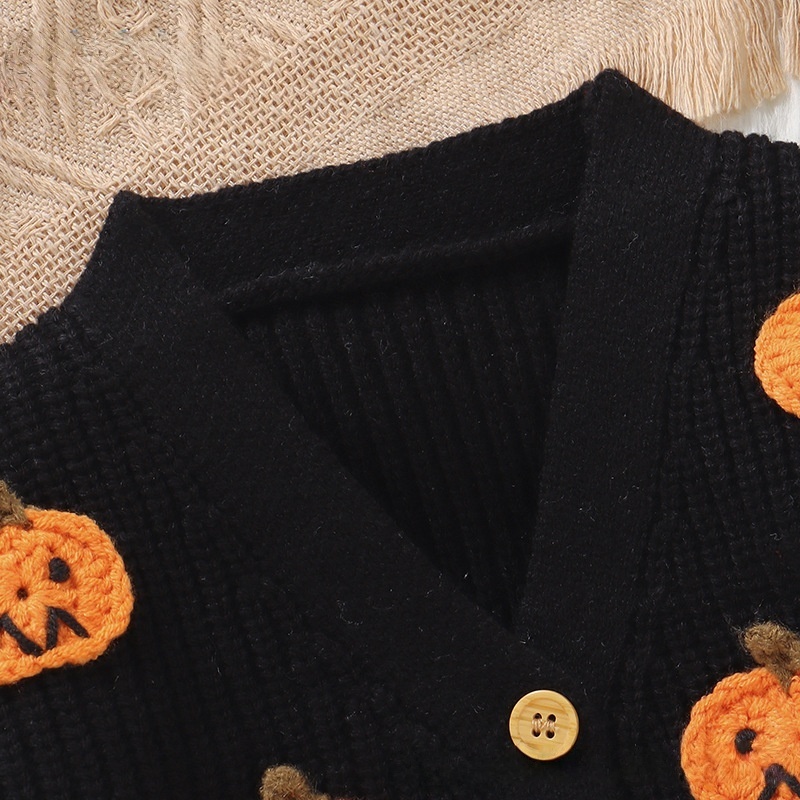 Baby Toddler Halloween Pumpkin Print Sweater Cardigan