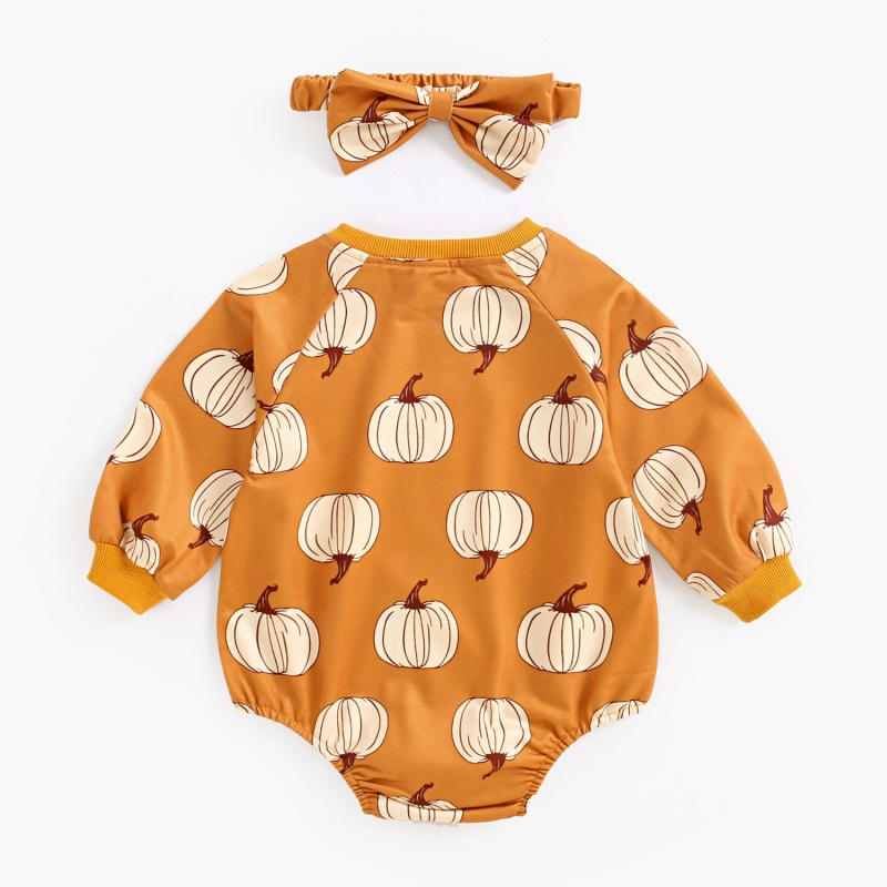 Baby Halloween Pumpkin Print Romper