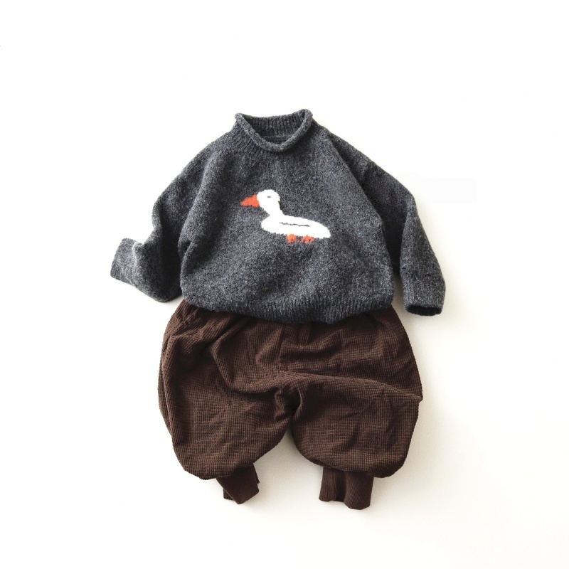 Kids' Goose Print High-Neck Sweater