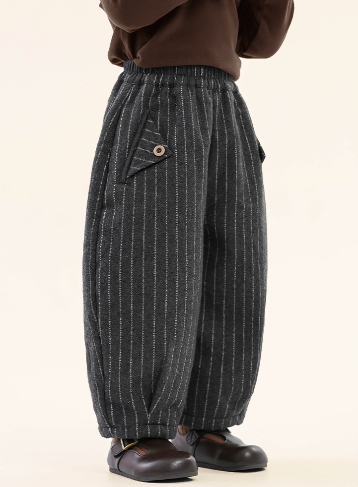 Kids' Striped Fleece-Lined Casual Pants