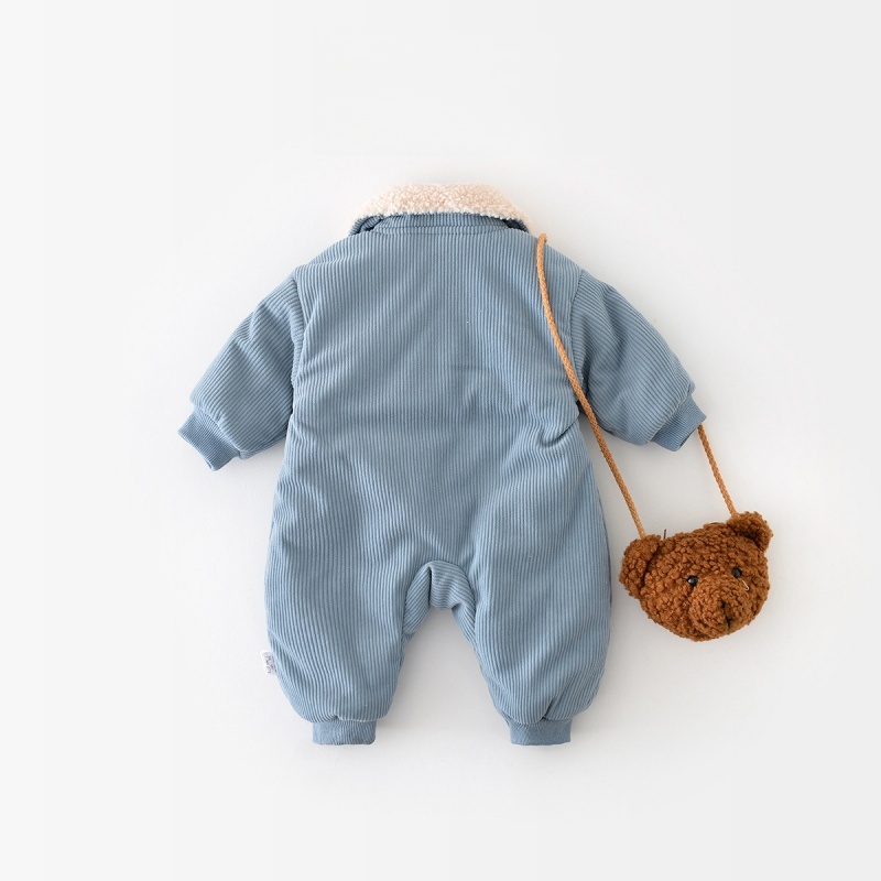 Baby Dog Print Corduroy Fleece Romper