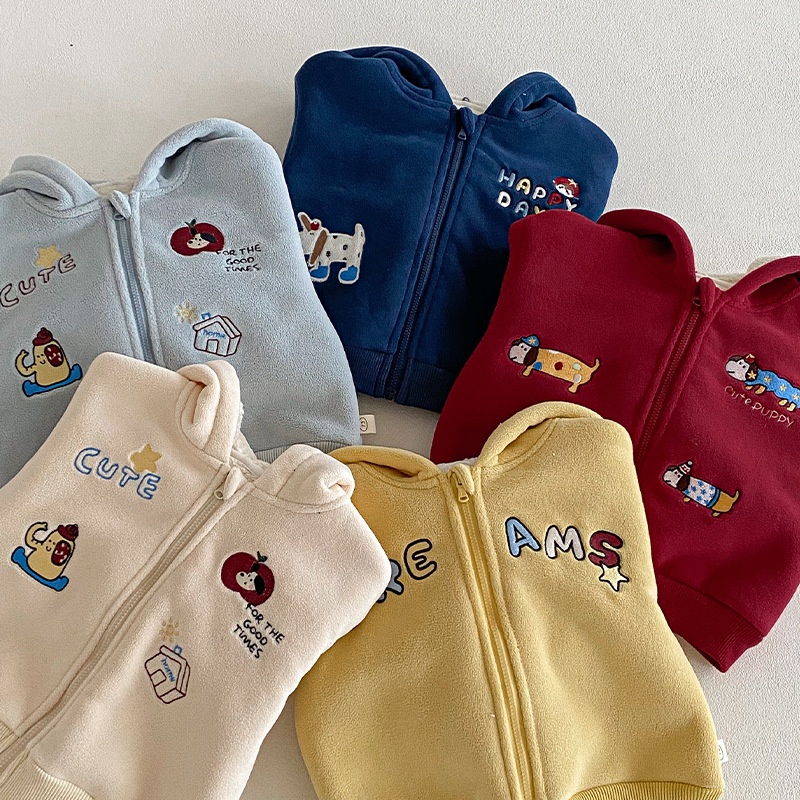 Baby Toddler Alphabet Cartoon Fleece Coat