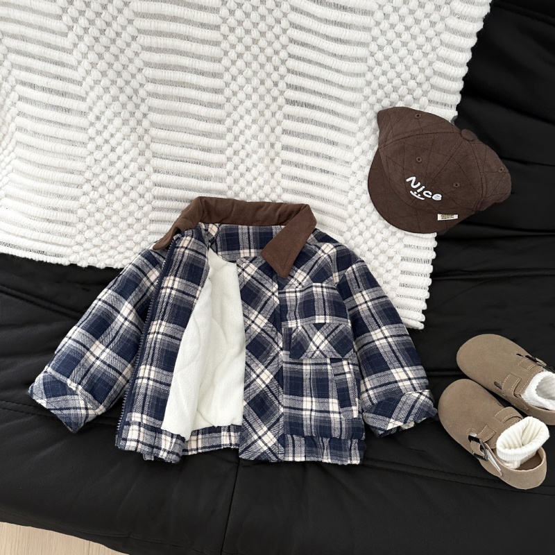 Baby Kids' Boy Plaid Quilted Jacket