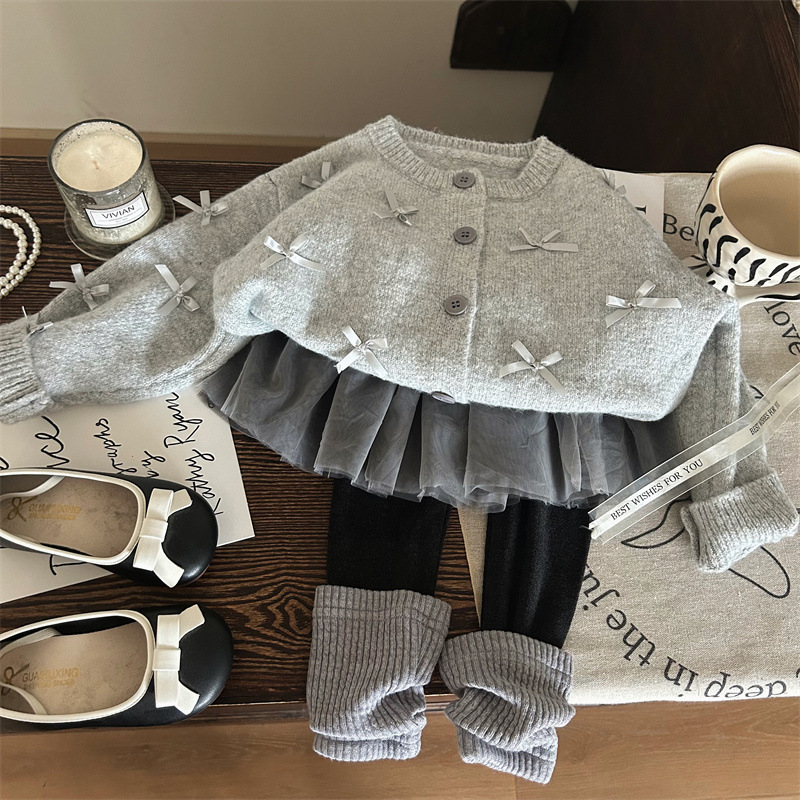 Toddler Girl's Bow-Front Cardigan Sweater
