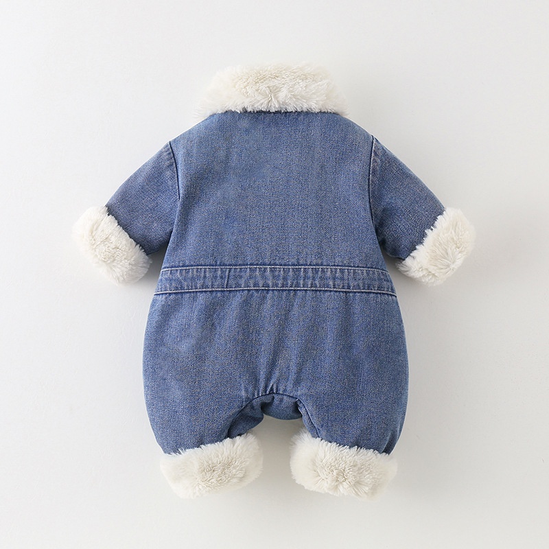 Baby Toddler Denim Fleece Romper