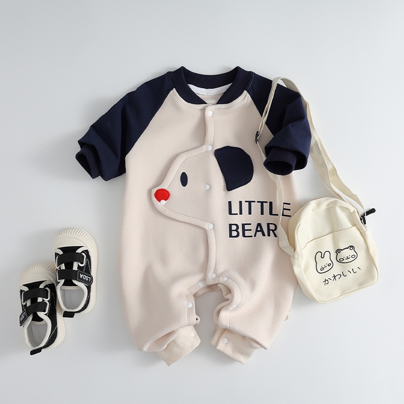 Baby Puppy Print Color-Block Romper