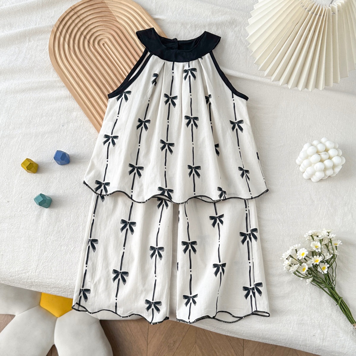 Toddler Kid Girl Bow Stripe 2-piece Set