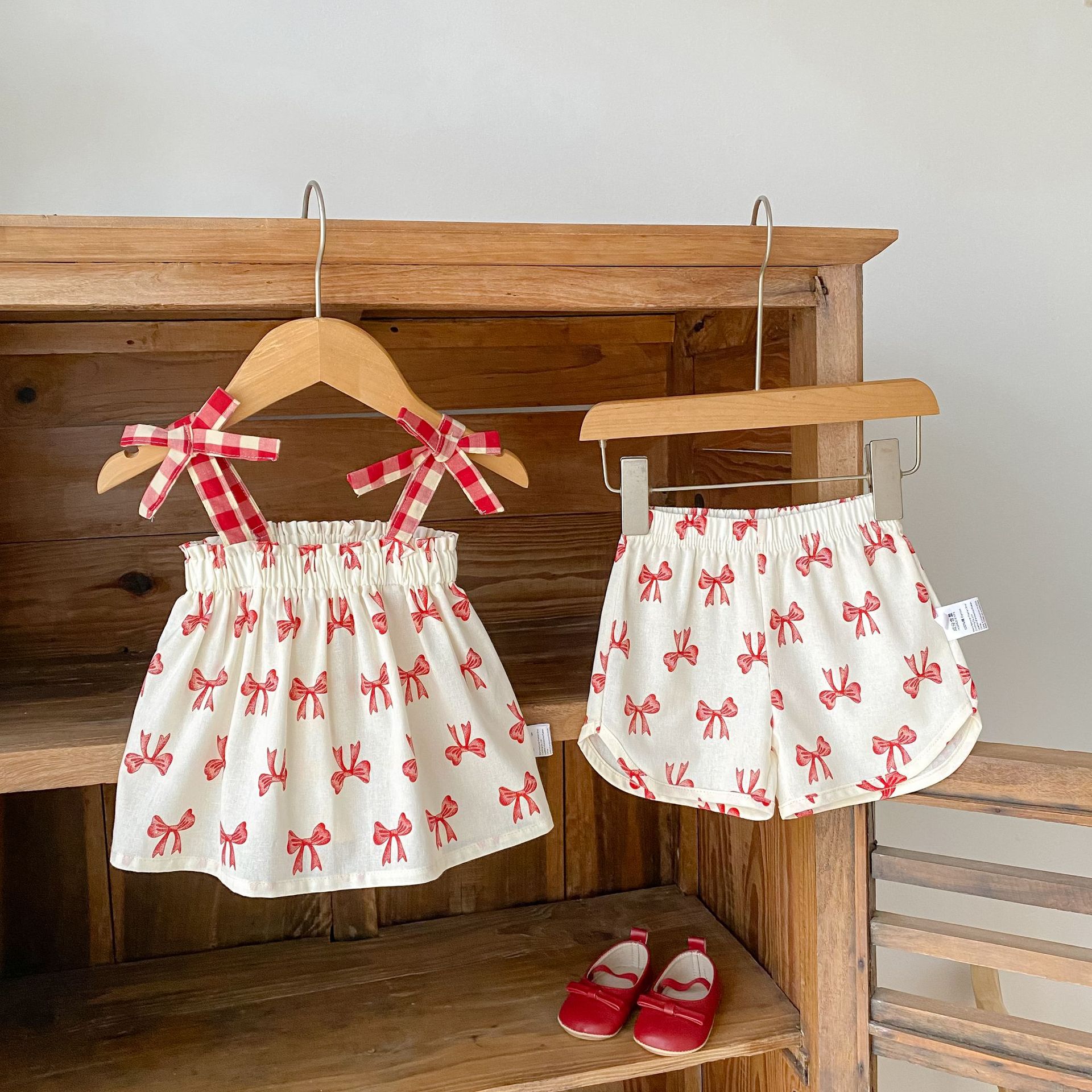 Baby Bow Tie Straps Top and Shorts Set
