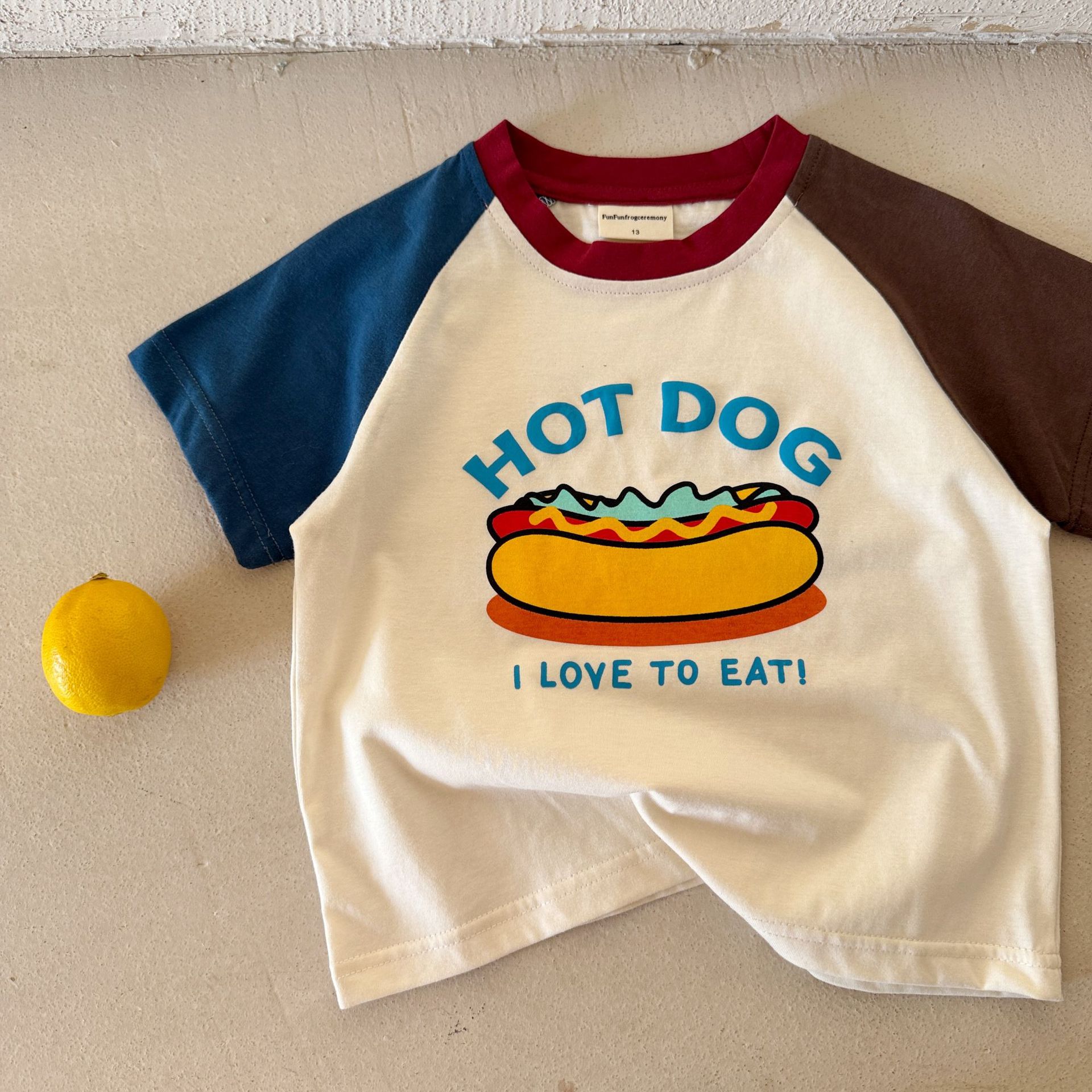 Kid Hotdog Pizza Pattern T-Shirt