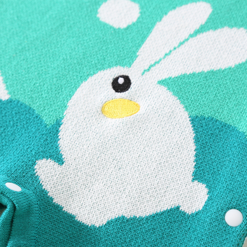 Baby Embroidered Bunny Knitted Romper