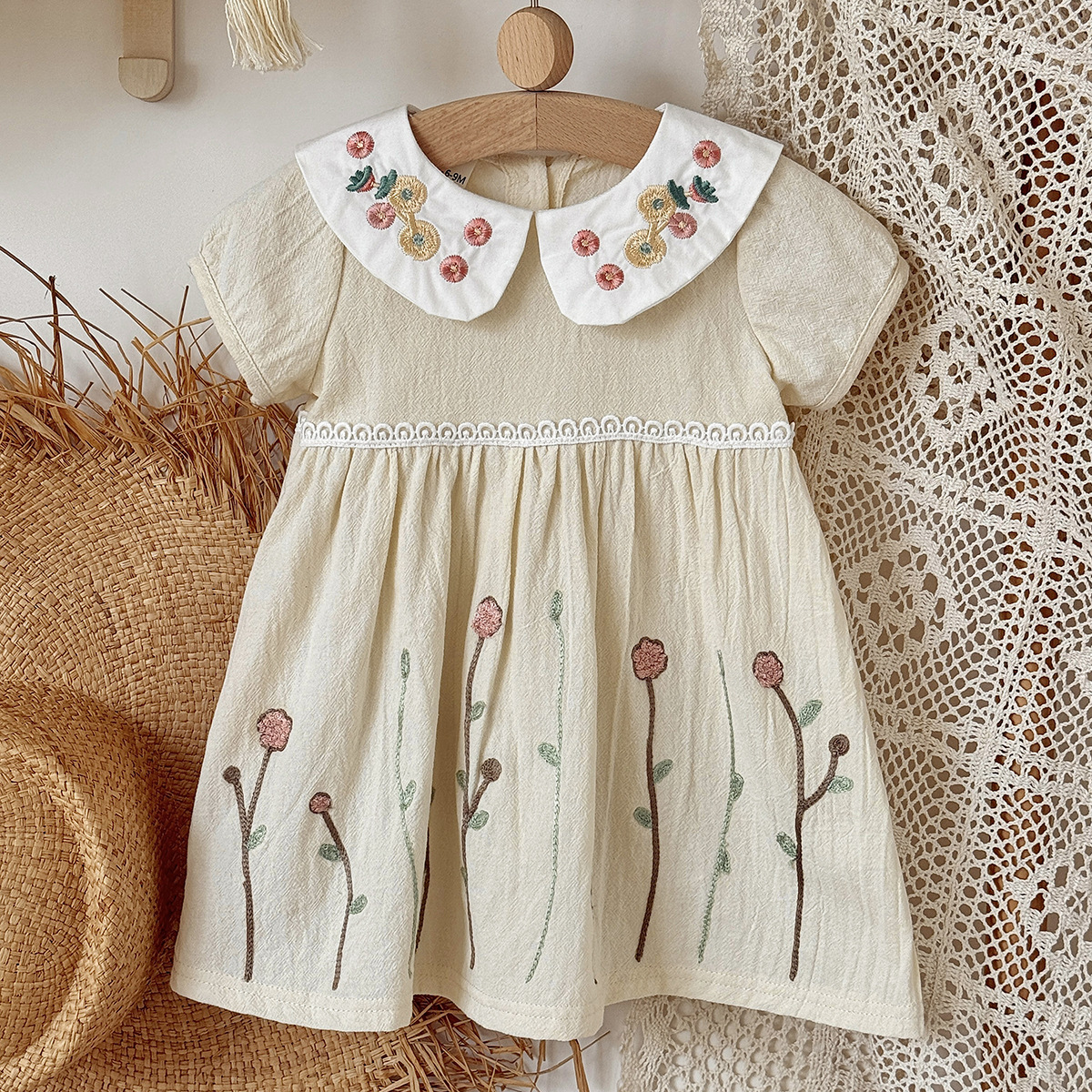 Baby Girl Embroidered Peter Pan Collar Dress