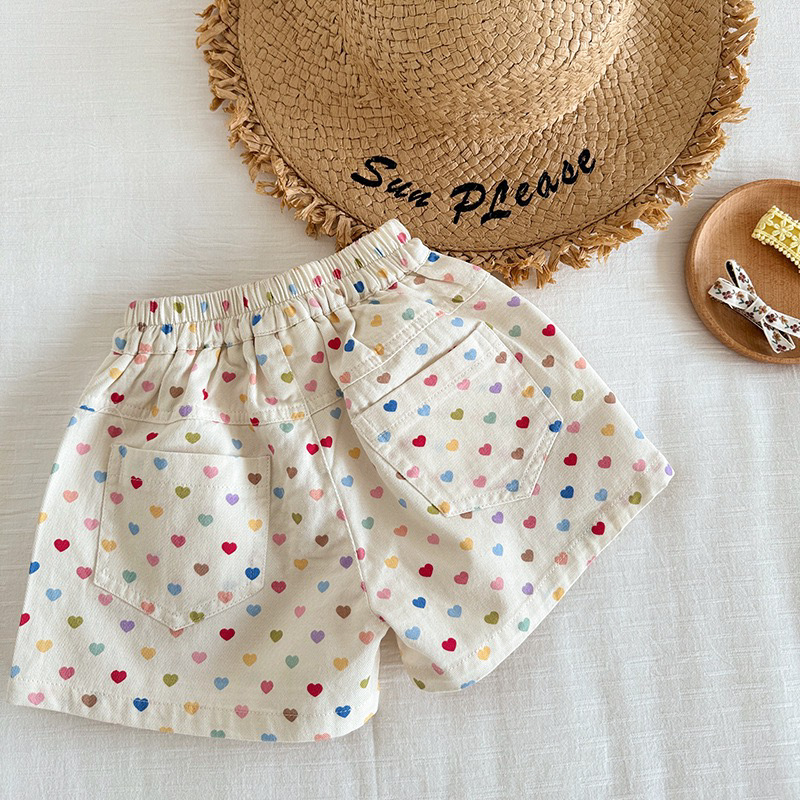 Toddler Colorful Heart Pattern Loose Shorts