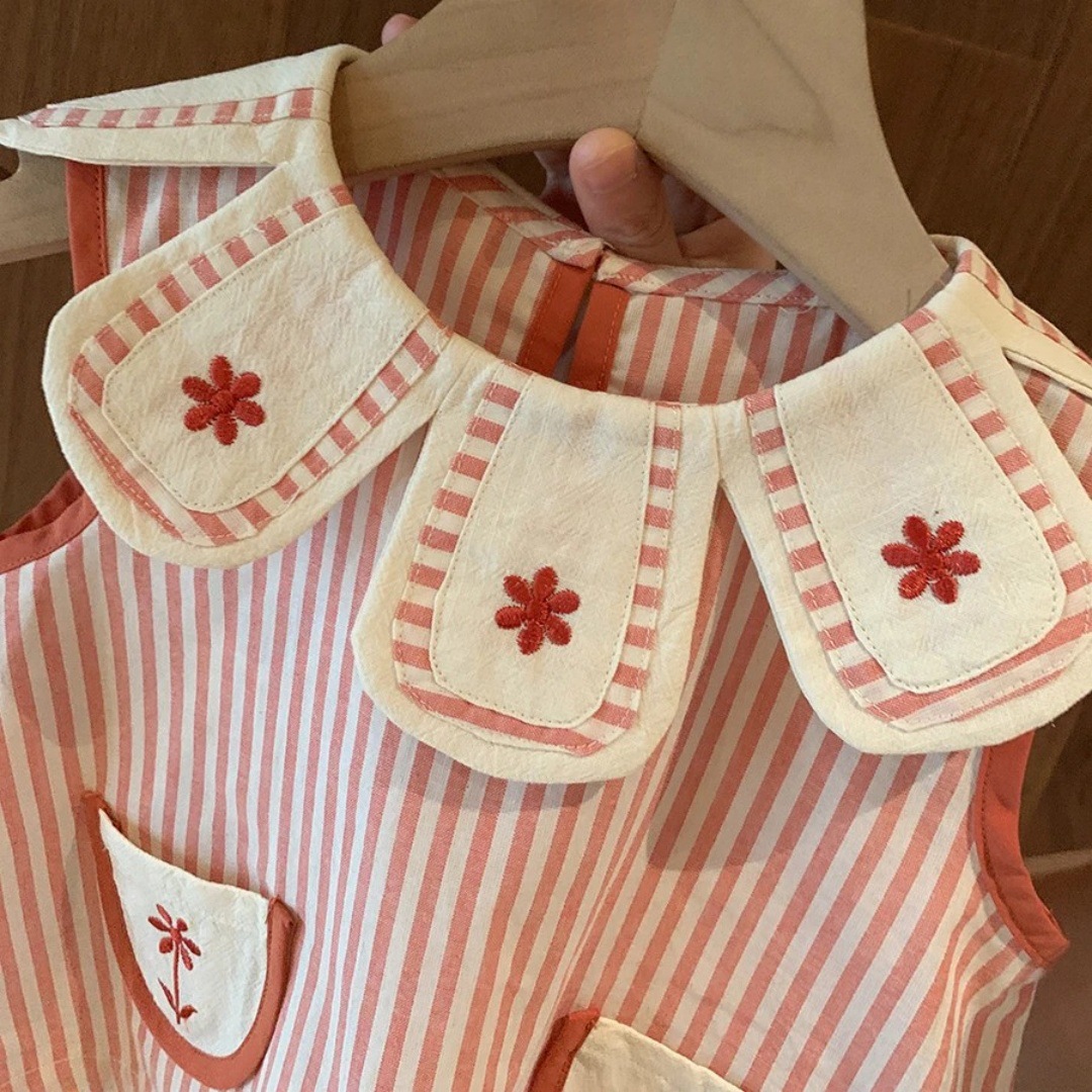 Baby& Kid Flower Collar Stripe Top and Pant Sets