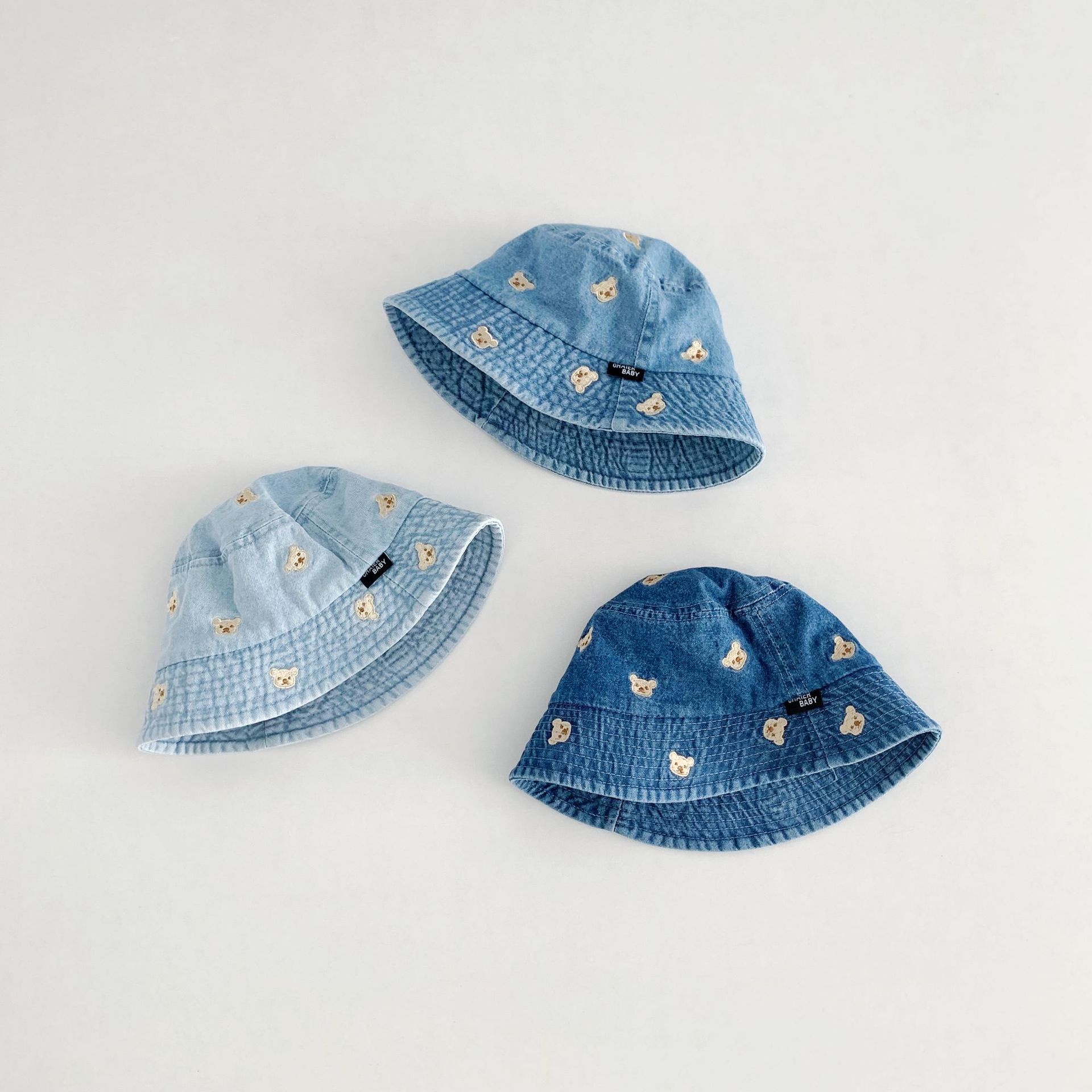 Baby Toddler Little Bear Embroidery Cowboy Bucket Hat