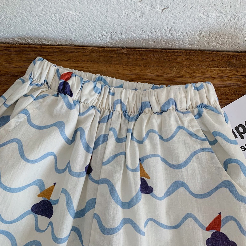Kids Small Sailboat Wave Lantern Pants