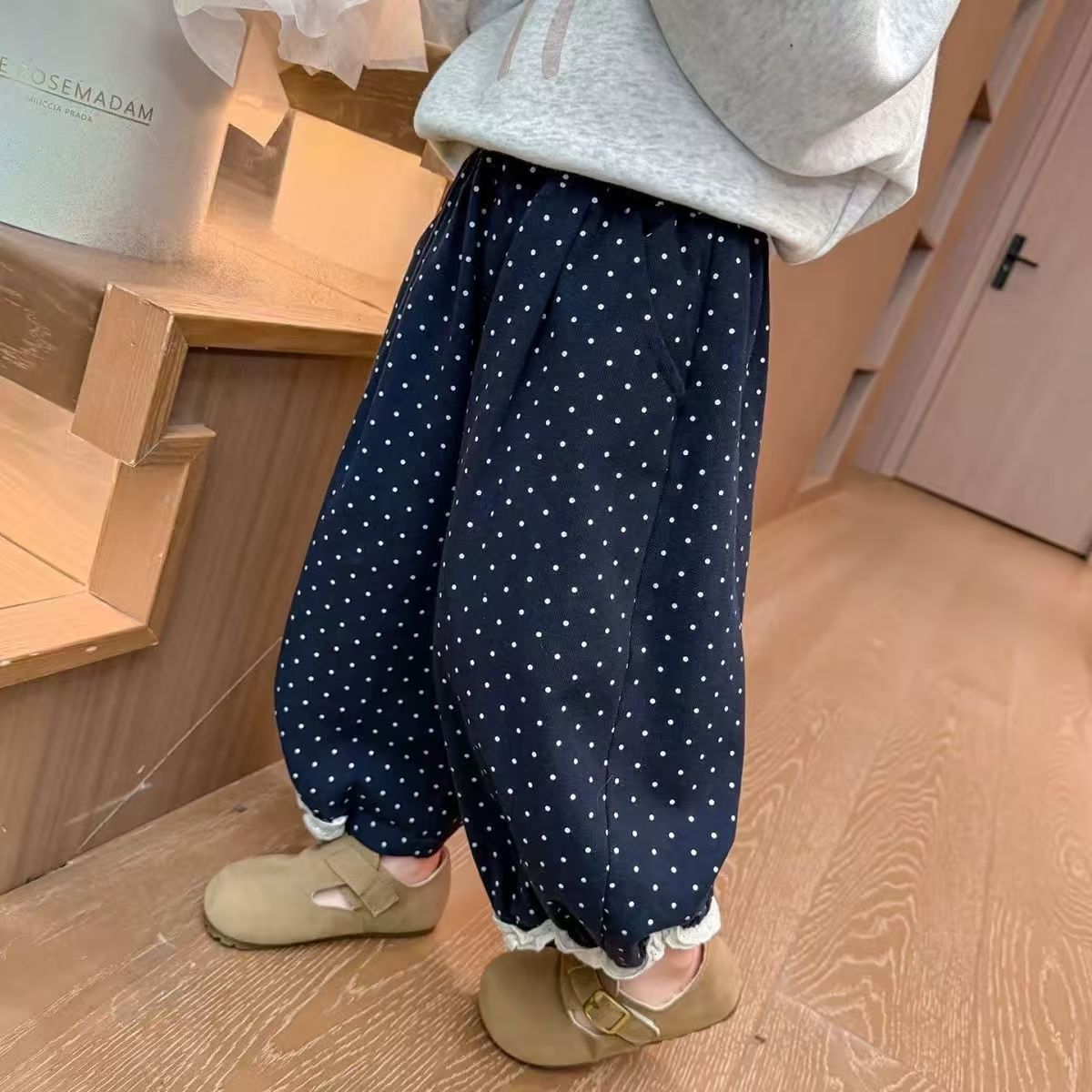 Kids Lace Polka Dot Harem Pants