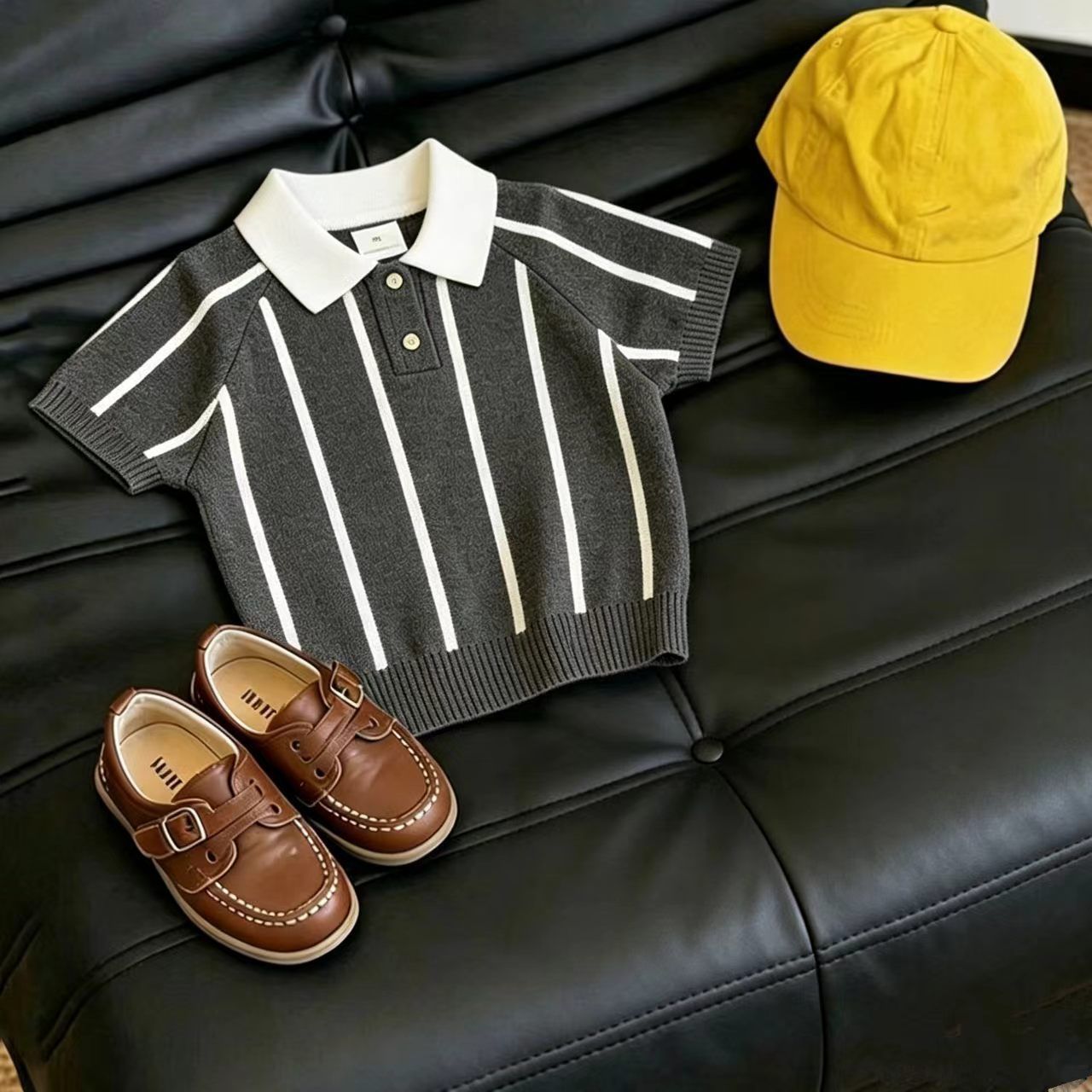 Kids Contrasting Colors Stripe Polo T-shirt