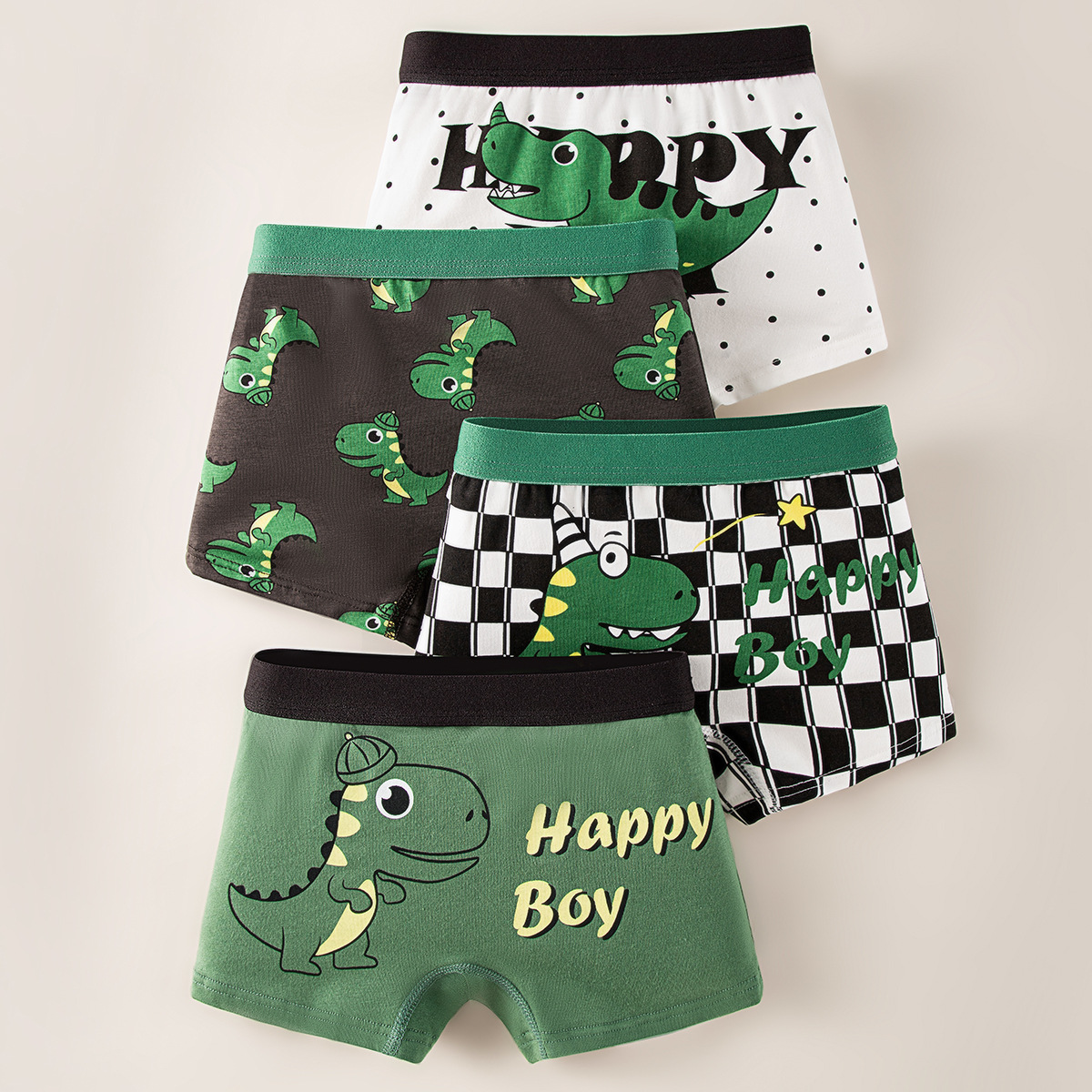 Kids Happy Dinosaur Boxer Briefs