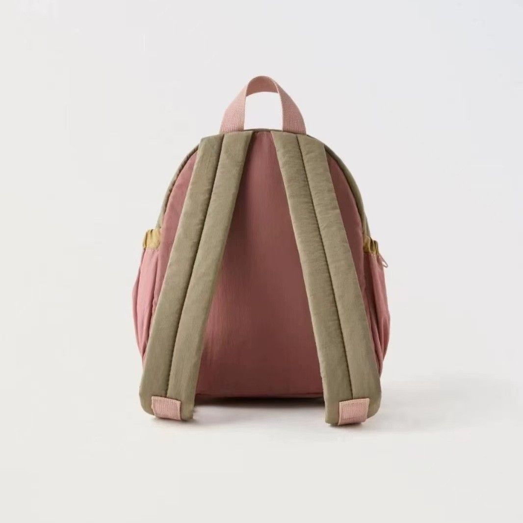Mama and Me Color Blocking Embroidery Apple School Backpack