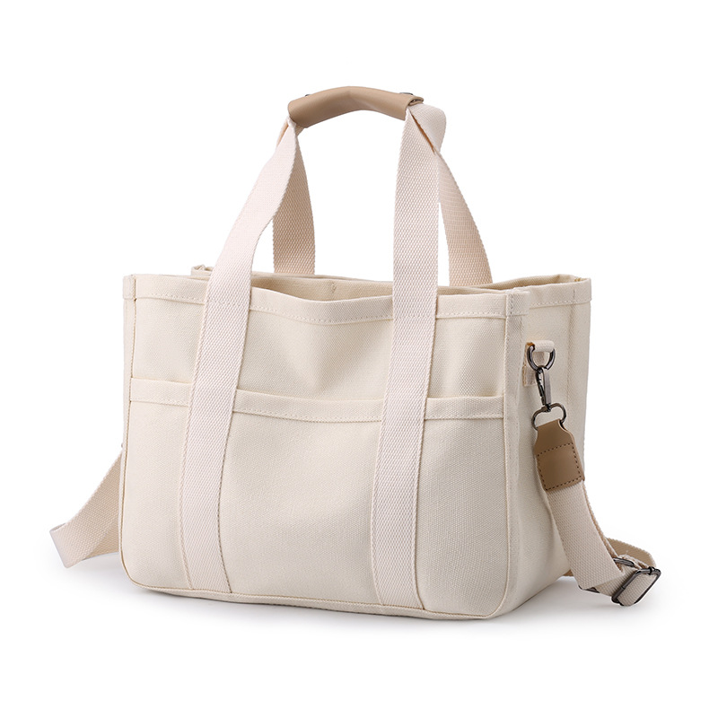 Mama and Me Solid Color Multi Compartment Canvas Bag