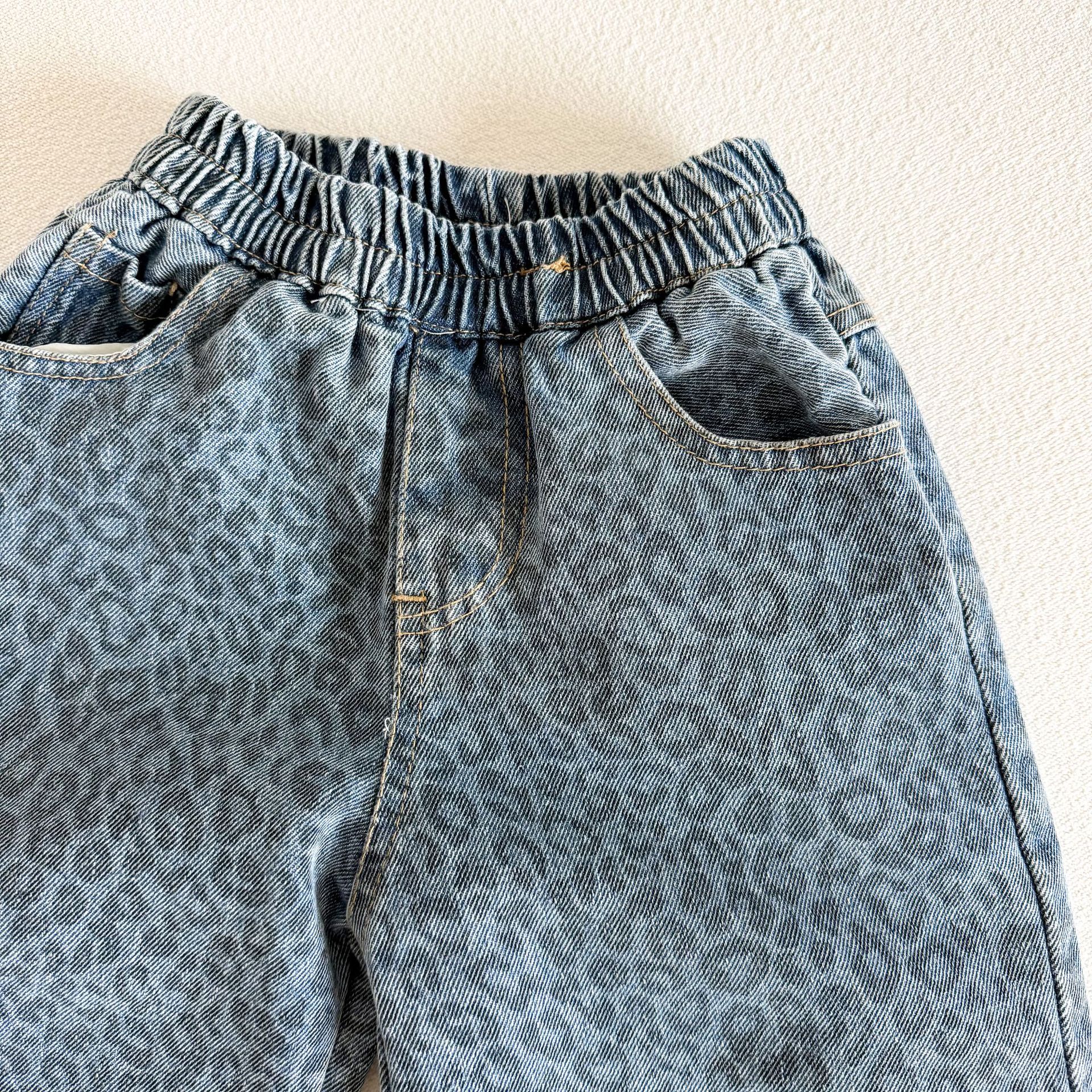 Kids Leopard Print Denim Pants