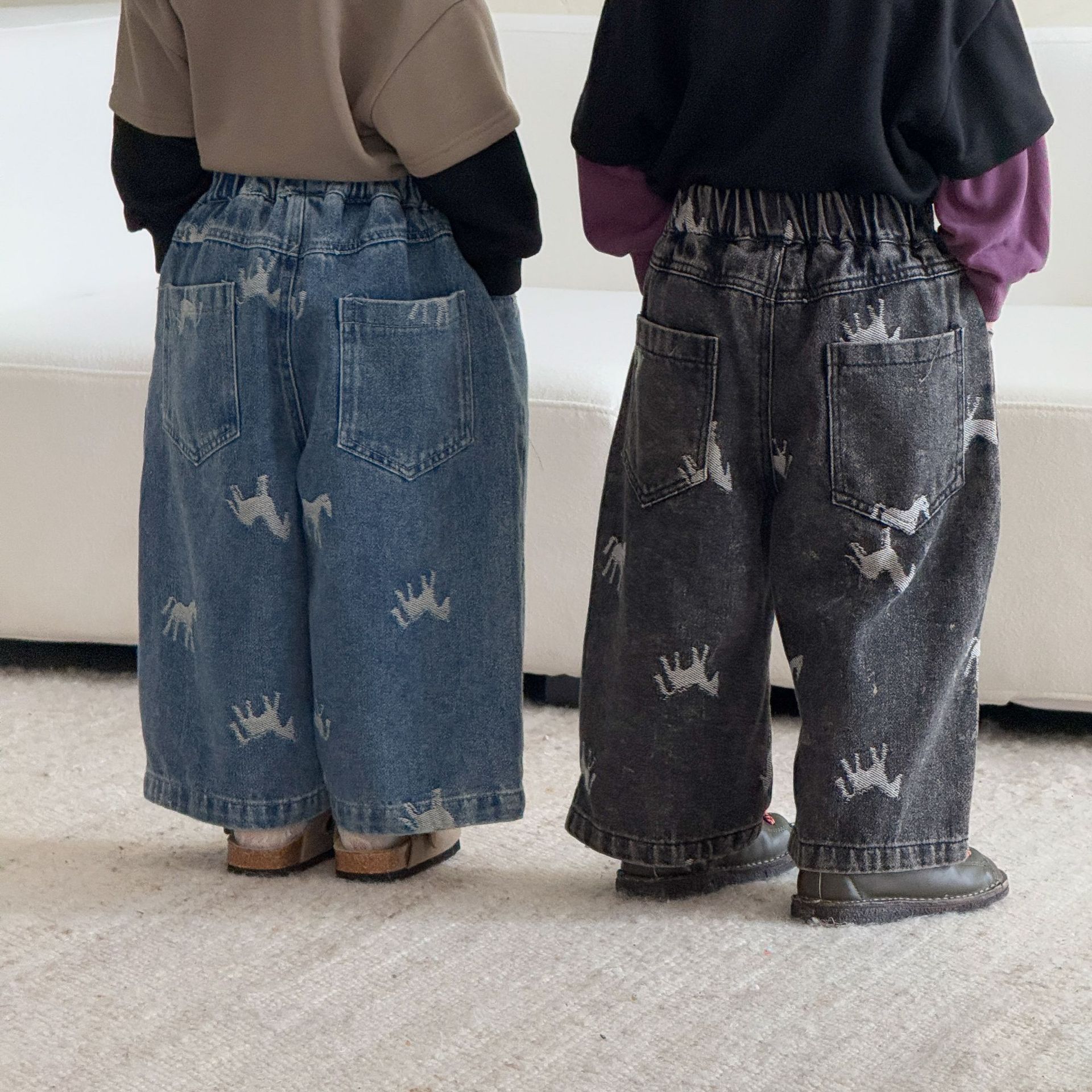 Kids Embroidered Horse Denim Pants