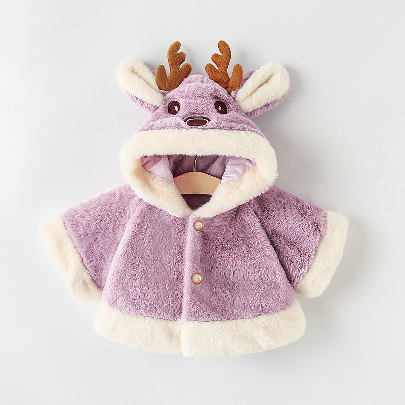 Baby Reindeer Fleece Hooded Warm Cape