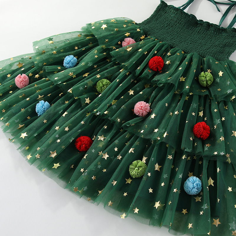 Kids Christmas Mesh Camisole Dress