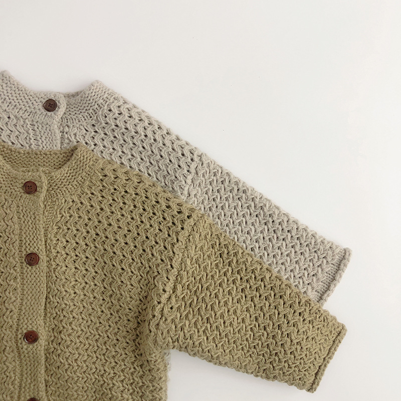 Kids Solid Color Wave Texture Sweater