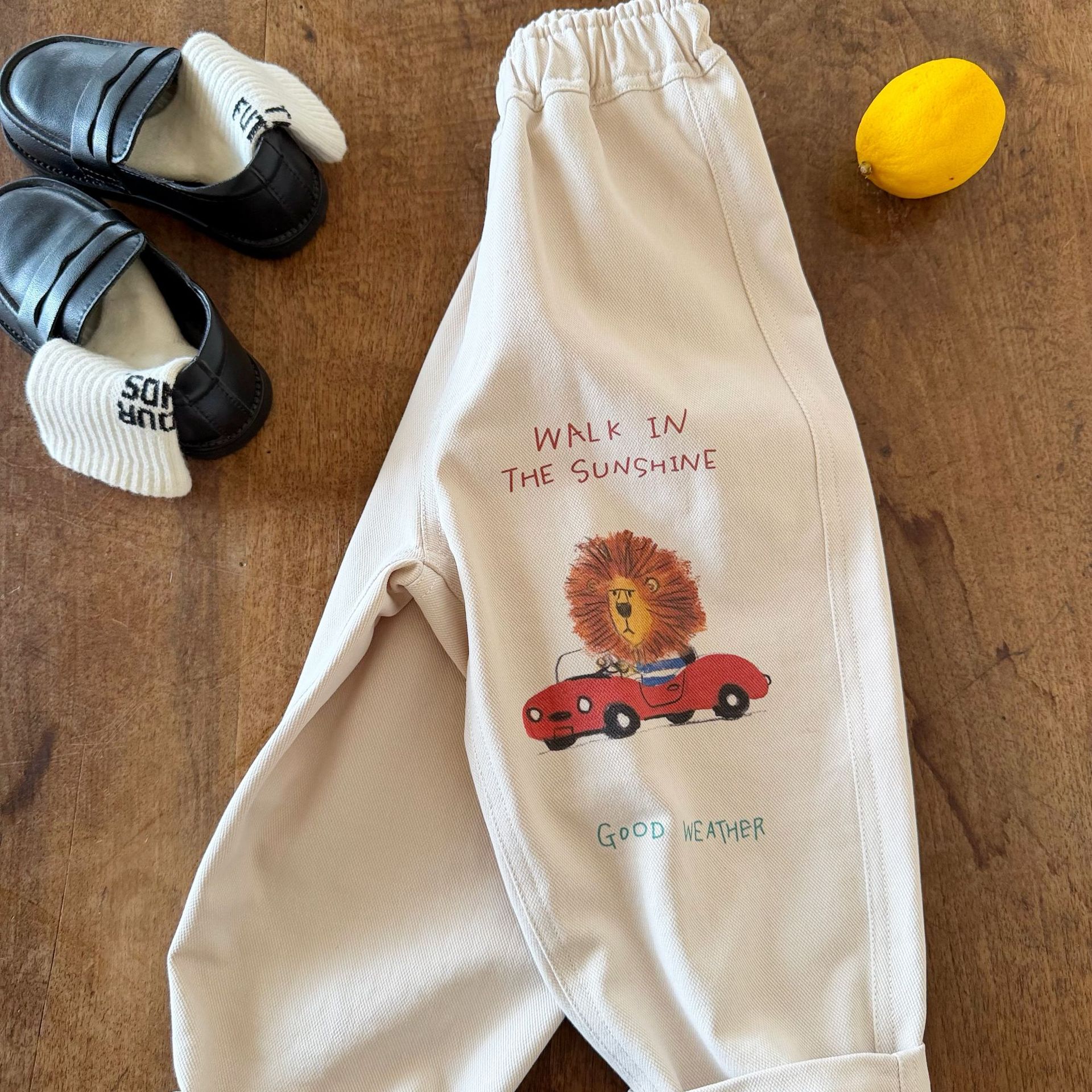 Kids Animal Cars Pattern Pants