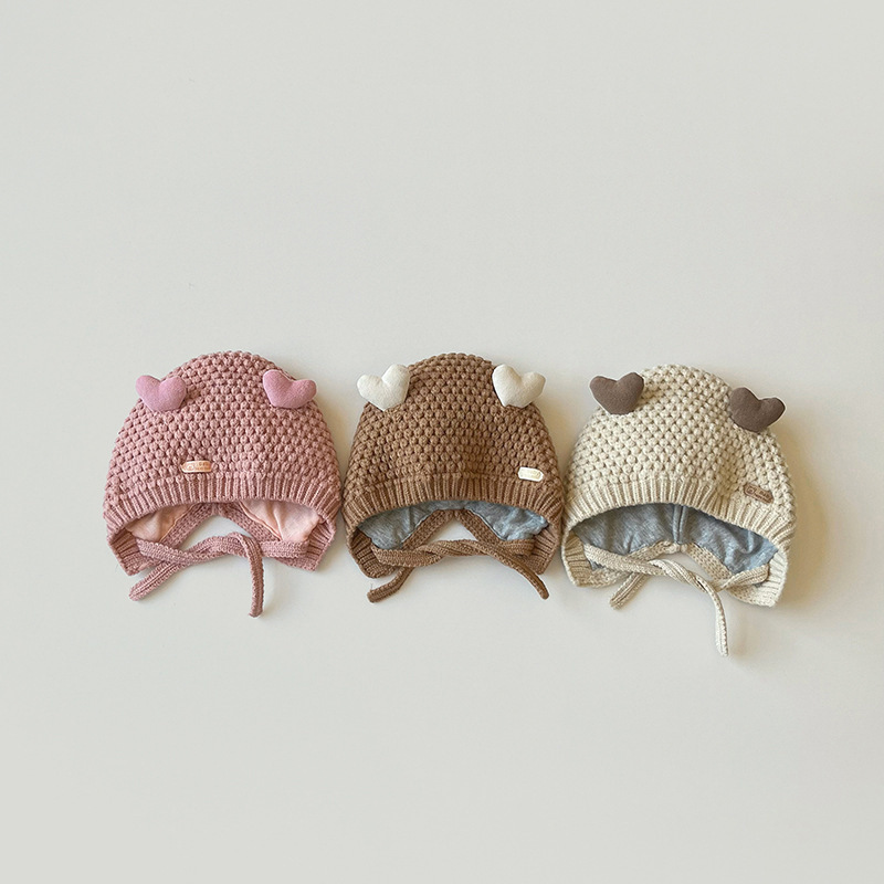 Baby Heart Ears Ribbing Knit Hat
