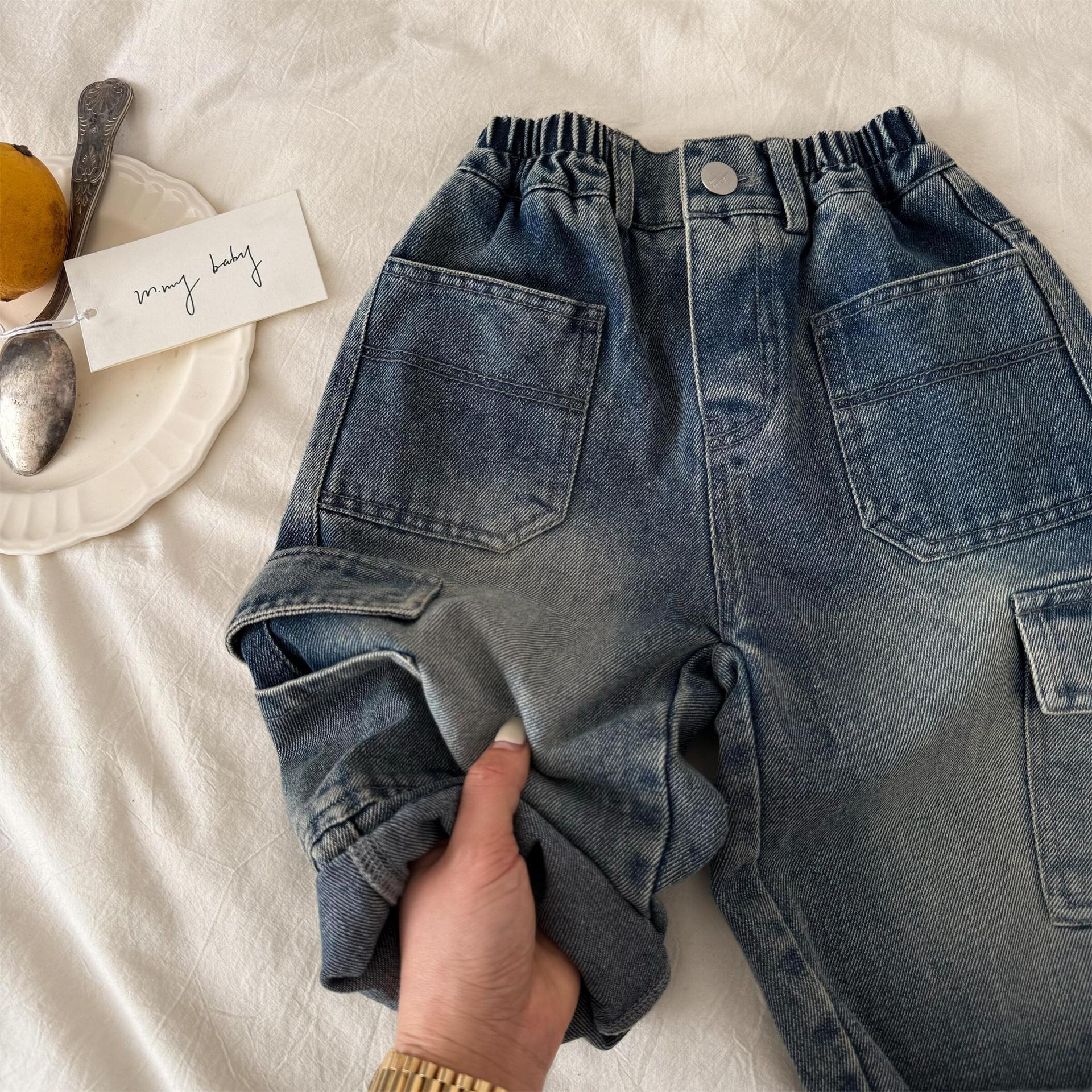 Kids Retro Denim Cargo Pants