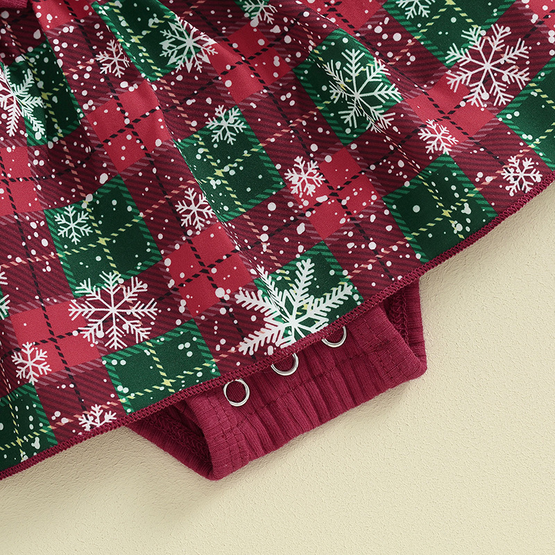 Baby Ribbed Ruffles Patchwork Plaid Onesie