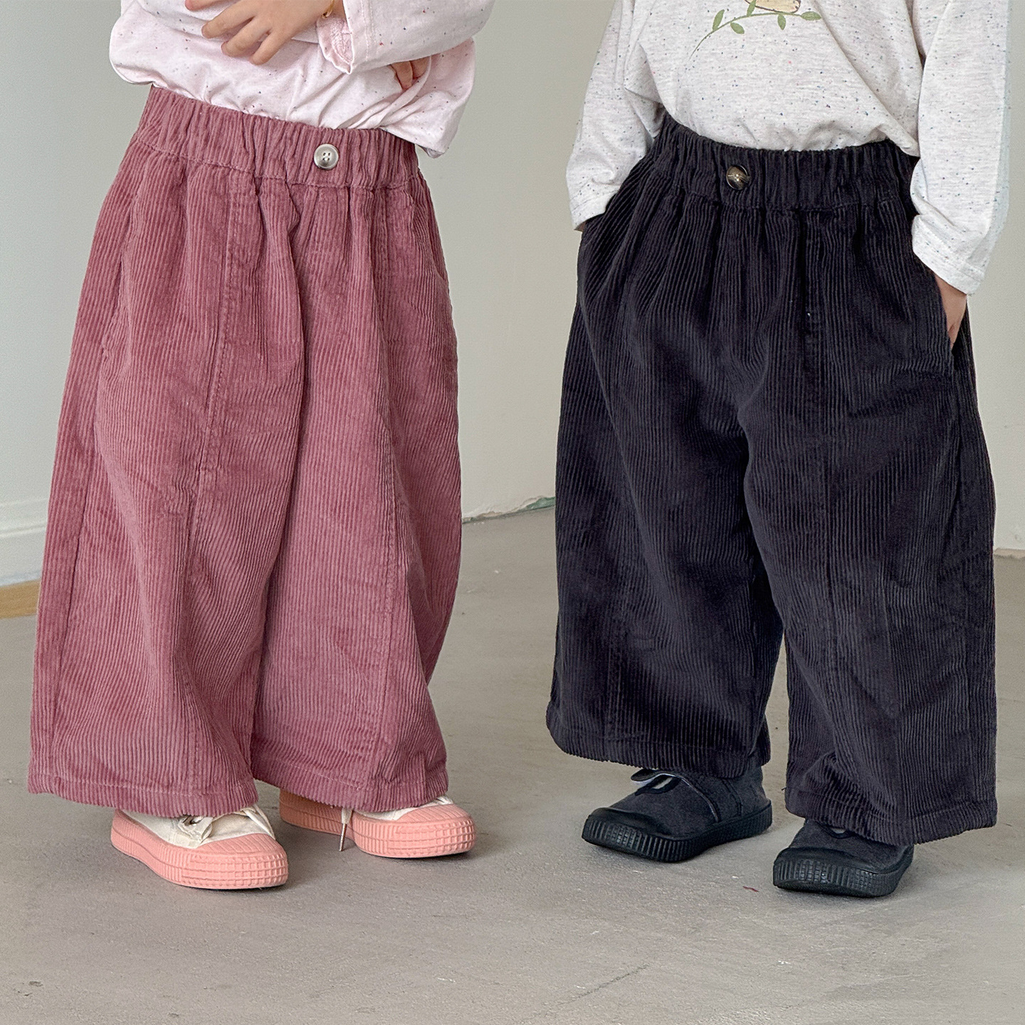 Kids Solid Color Corduroy Pants