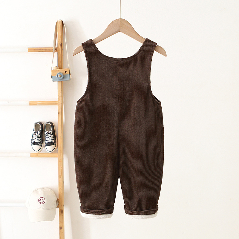 Kids Puppy Fleece Lined Overalls