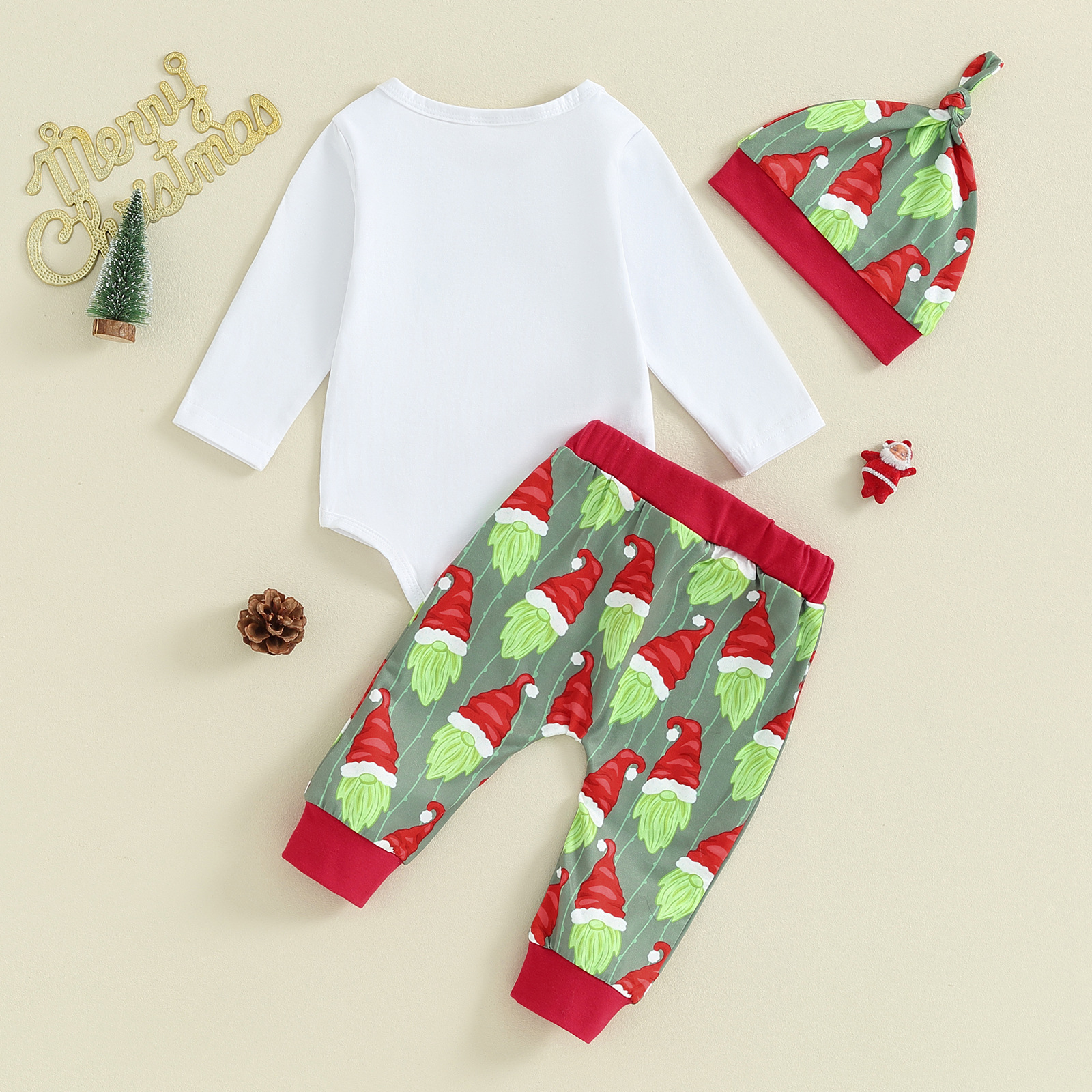 Baby Christmas Pattern Onesie 3-Piece Set