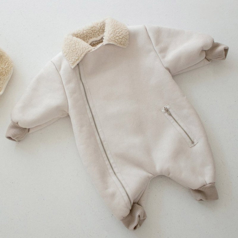 Baby Solid Color Lambswool Warm Romper
