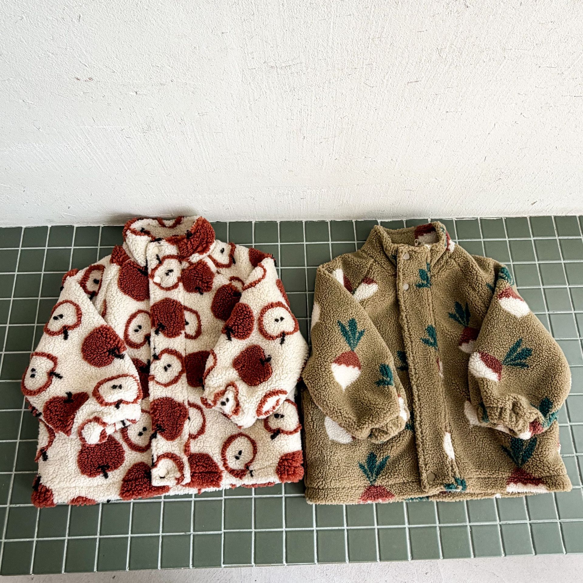Kids Fruit Food Print Lambswool Outerwear