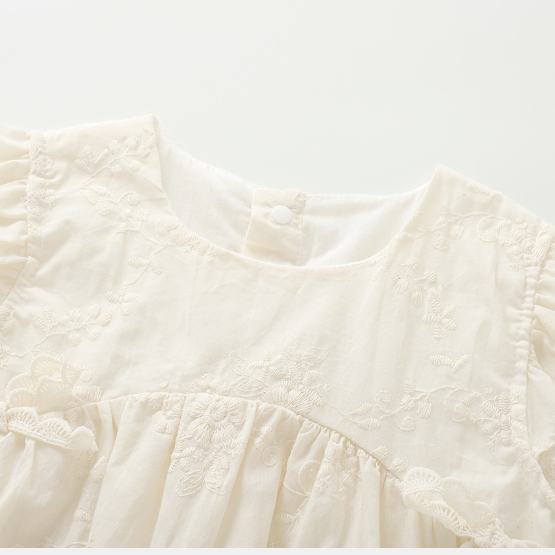 Kids Flower Embroidery Flying Sleeves Vest Top