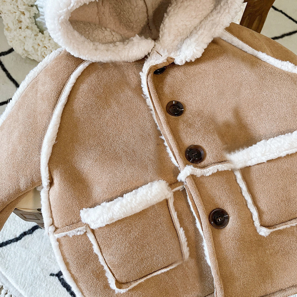 Kids Retro Fleece Lined Lambswool Hooded Outerwear