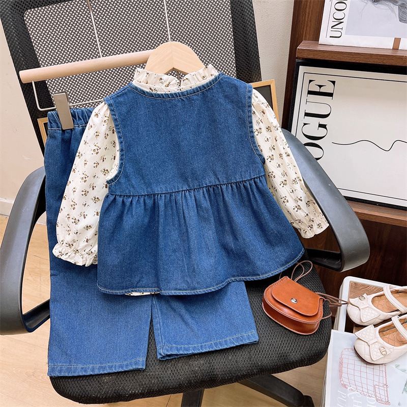 DailyBebe Kids Floral Denim 3-Piece Set