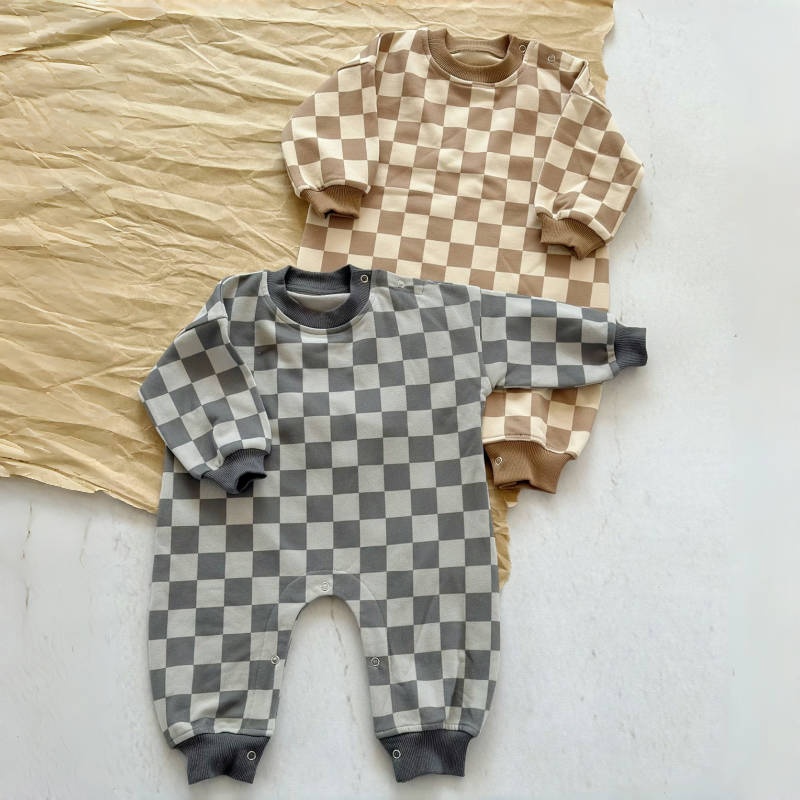 Baby Newborn Checkered Lightning Print Romper