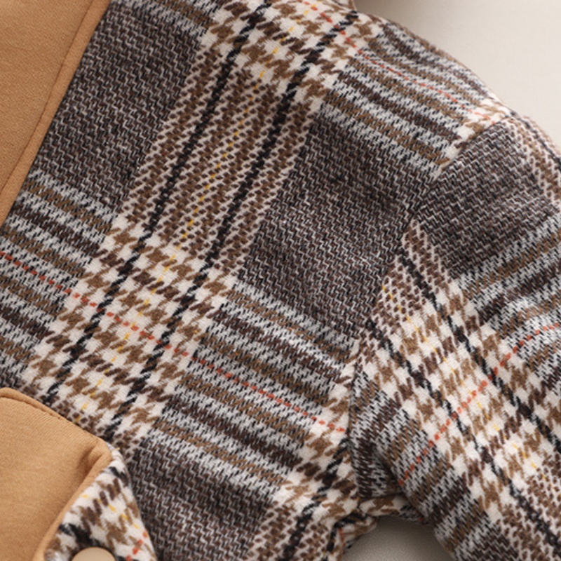 Toddler Bear Pendant Classic Plaid Cotton Jacket