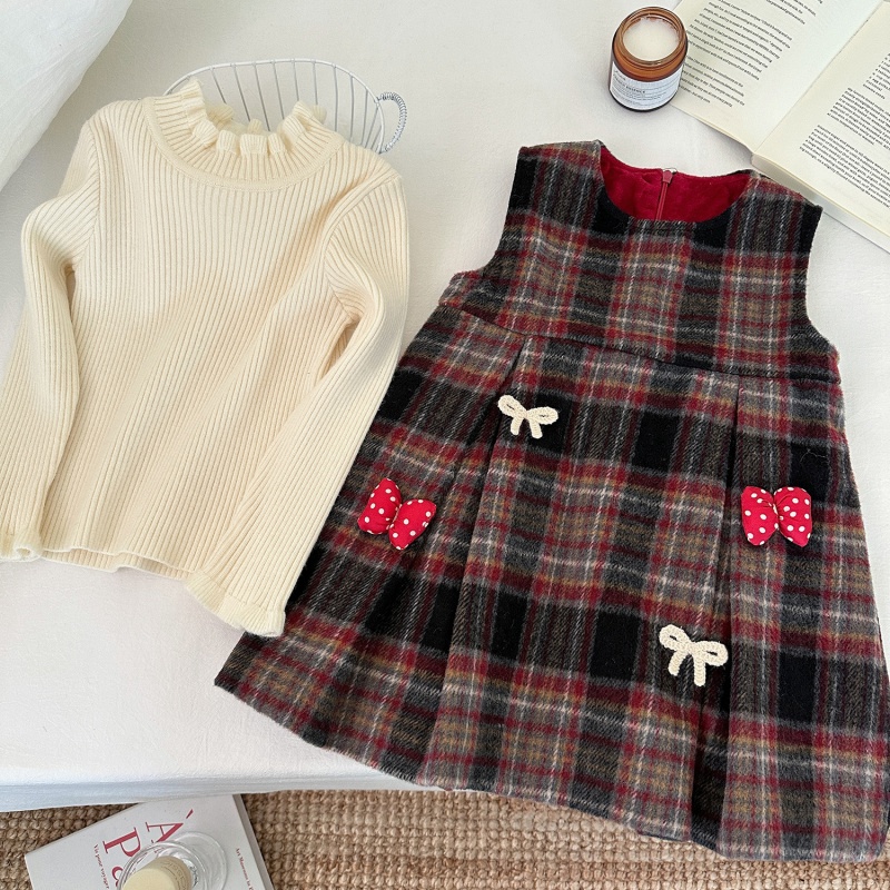 Baby Toddler Girls Warm Plaid Tank Dress