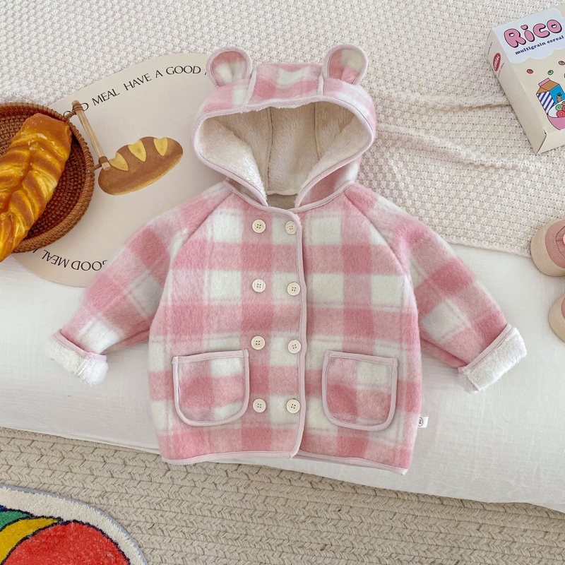 Baby Toddler Pink Girls Plaid Padded Coat